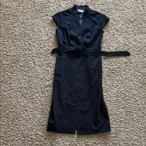 Calvin Klein Sheath Midi Dress with Mandarin Collar 2 black